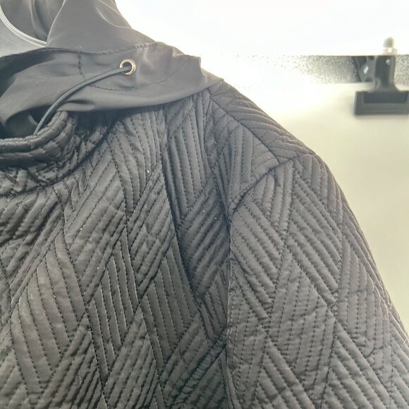Kenneth Cole Women's Quilted Coated Hooded Zip Up Black Size XL Pockets - Picture 4 of 8
